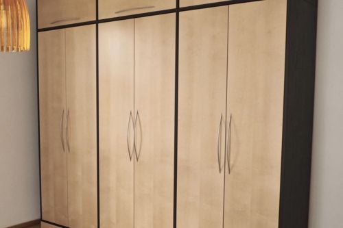 Kleiderschrank Karamell Birke mit Wenge Umbau